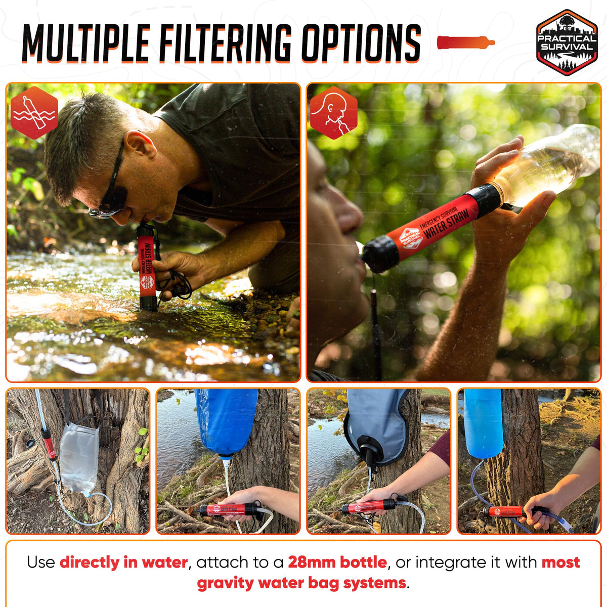 Practical Survival High-Capacity Emergency Water Straws – 5 pack