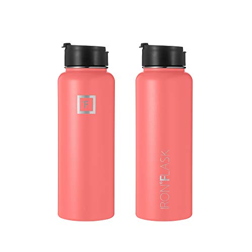 Iron Flask Sports Water Bottle - 32 Oz, 3 Lids (Straw Lid), Vacuum Insulated Stainless Steel, Hot Cold, Modern Double Walled, Simple Thermo Mug, Hydro Metal Canteen (Peach)