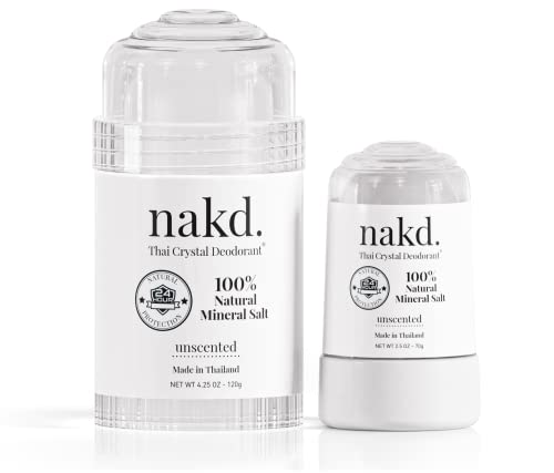nakd. Thai Crystal Deodorant Stone – 2 Salt Deodorant Crystal Sticks, 4.25 oz.