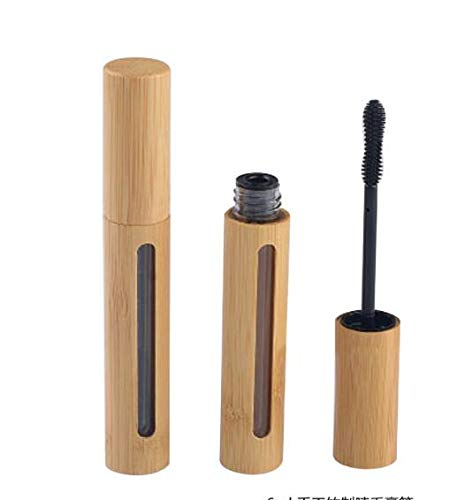 2 Pcs 6ML/0.2OZ Refillable Empty Eco-friendly Bamboo Appearance Mascara Tube with Eyelash Brush Cosmetic Makeup Vial Growth Oil Dispenser Container DIY Beauty Tools
