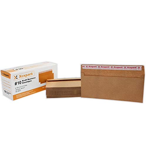 Xxcxpark 120 PCS #10 Brown Self Seal Kraft 4-1/8 x 9-1/2 inches Security Envelopes, Windowless Invisible Envelopes Super Strong Quick Seal Envelopes Security Tint Pattern Secure