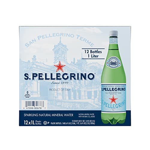 S.Pellegrino Sparkling Natural Mineral Water, 33.8 fl oz. Plastic Bottles (Pack of 12)
