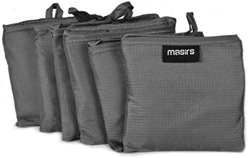Ripstop Reusable Grocery Shopping Bag - Replace Paper and Plastic Bags with Large, Strong Eco Friendly Bags. Turns into a Carrying Pouch when Folded into Its Own Pocket. (GREY | 6-PACK)