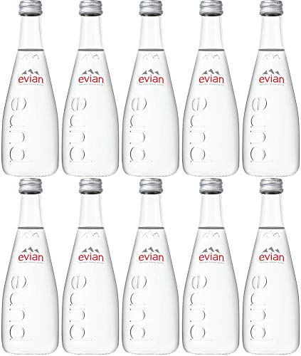 Evian Natural Spring Water, 11.2oz Glass Bottle (Pack of 10, Total of 112 Oz)