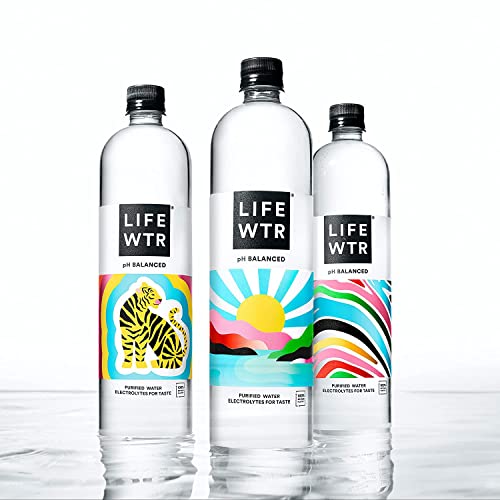 LIFEWTR Premium Purified Water, pH Balanced with Electrolytes, 100% recycled plastic bottles, 20 Fl Oz (Pack of 20), Packaging May Vary
