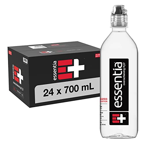 Essentia Bottled Water, Ionized Alkaline Water; 99.9% Pure, Infused with Electrolytes, 9.5 pH or Higher with a Clean, Smooth Taste, 23.67 Fl Oz (Pack of 24)
