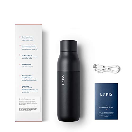 LARQ Bottle PureVis - Self-Cleaning and Insulated Stainless Steel Water Bottle - 25oz - Obsidian Black