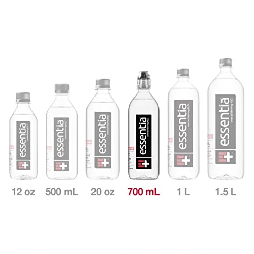Essentia Bottled Water, Ionized Alkaline Water; 99.9% Pure, Infused with Electrolytes, 9.5 pH or Higher with a Clean, Smooth Taste, 23.67 Fl Oz (Pack of 24)