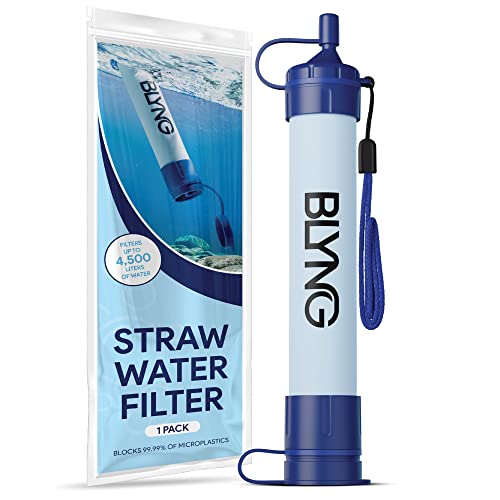 Survival Straw Water Filter - Straw with Filter for Healthy Drinking - Survival Water Filter Blocks 99.99% Microplastics, Water Filter Straw for Hiking, Biking, Camping, Survival Straw Water Purifier