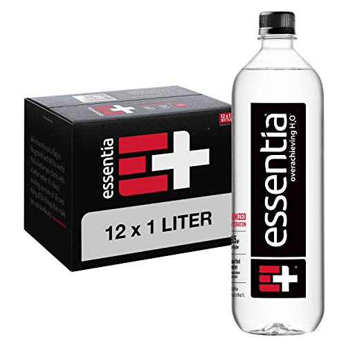 Essentia Bottled Water, 1 Liter, 12-Pack, Ionized Alkaline Water:99.9% Pure, Infused With Electrolytes, 9.5 pH Or Higher With A Clean, Smooth Taste