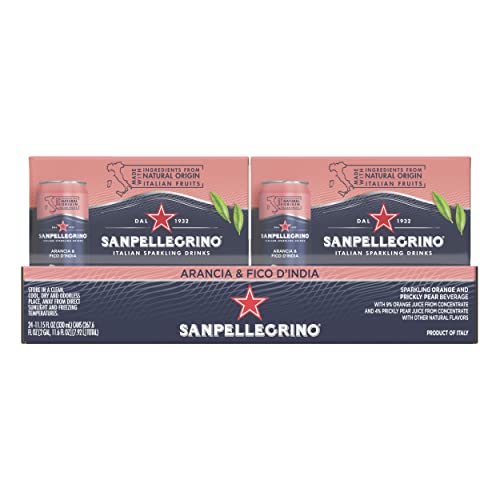 Sanpellegrino Italian Sparkling Drink Arancia and Fico D'India, Sparkling Orange and Prickly Pear Beverage, 24 Pack of 11.15 Fl Oz Cans