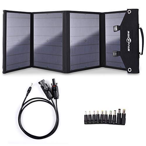 Rockpals 100W Foldable Solar Panel Charger for Suaoki Portable Generator with 3 USB Ports