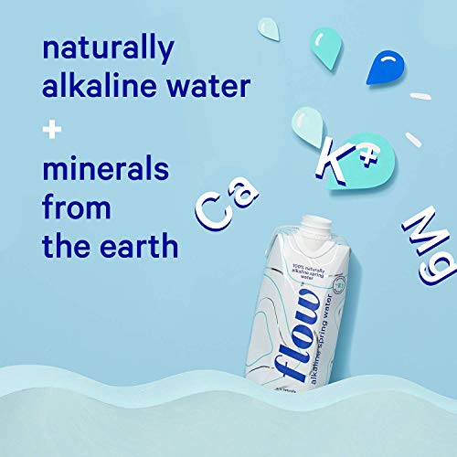 Flow Alkaline Spring Water, Organic Plain, 100% Natural Alkaline Water pH 8.1, Electrolytes + Essential Minerals, Eco-Friendly Pack, 100% Recyclable, BPA-Free, Non-GMO, 16.9oz (Pack of 12)