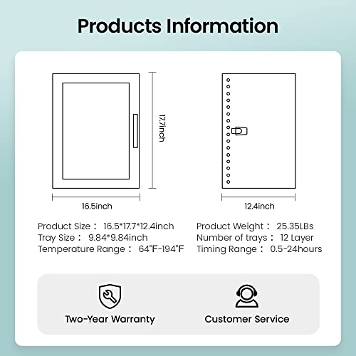 Colzer Food Dehydrator with 12 Stainless Steel Trays