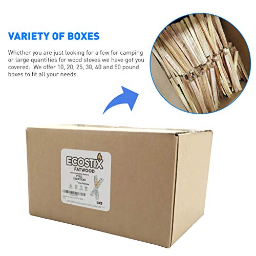EasyGoProducts Approx. 120 Eco-Stix Fatwood Fire Starter Kindling Firewood Sticks – 100% Organic – Firestarter for Wood Stoves, Fireplaces, Campfires, Bonfires, 10 Lbs