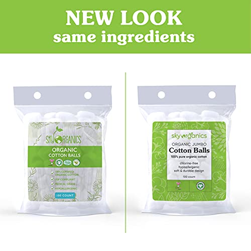 Sky Organics Organic Jumbo Cotton Balls for Sensitive Skin, 100% Pure -  Clean Water Mill