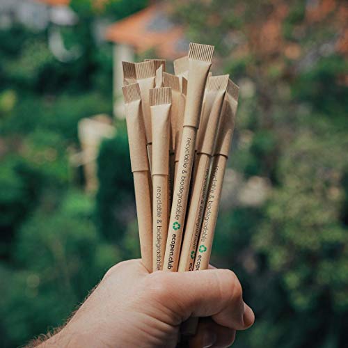 Eco Pen Club (10 Pack) (BLACK INK) Eco-friendly Recycled Ball Point 0.7mm Pens