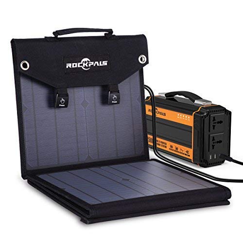 Rockpals 100W Foldable Solar Panel Charger for Suaoki Portable Generator with 3 USB Ports