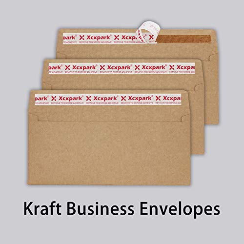Xxcxpark 120 PCS #10 Brown Self Seal Kraft 4-1/8 x 9-1/2 inches Security Envelopes, Windowless Invisible Envelopes Super Strong Quick Seal Envelopes Security Tint Pattern Secure