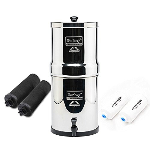 TRAVEL BERKEY WATER FILTER WITH 2 BLACK BERKEY FILTERS AND 2 PF2 FLUORIDE FILTERS