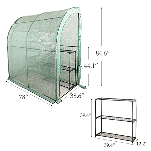 CO-Z Lean to Greenhouse Walk in, Portable Mini Green House with PE Cover