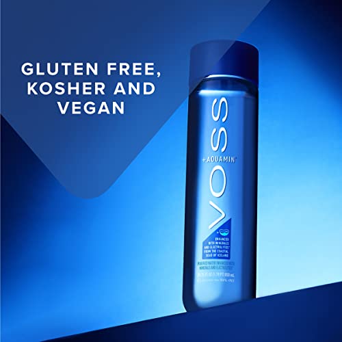 VOSS+ Aquamin - Premium Purified Water Enhanced with Minerals and Electrolytes for Optimal Hydration - Functional Water with Refreshing Taste - Recycled PET Bottles - 850ml (Pack of 12)