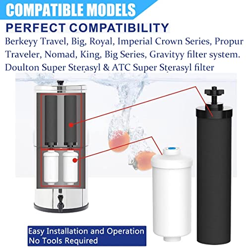 Wadoy Water Filter Compatible with Berkey Water Filter System Black Element Cartridge（Pack of 4)