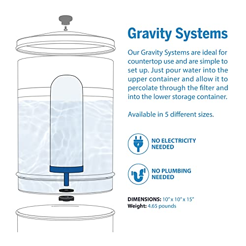 ProOne Big II Gravity Water Filter, 2.5-Gallon Water Filtration System with 5-Inch Filter and BPA-Free Spigot
