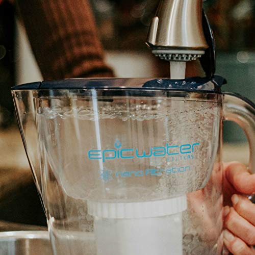 Epic Nano | Water Filter Pitchers for Drinking Water | 10 Cup | 150 Gallon Long Last Filter | Gravity Water Filter | Removes Virus, Bacteria, Chlorine | Water Purifier (Navy Blue)