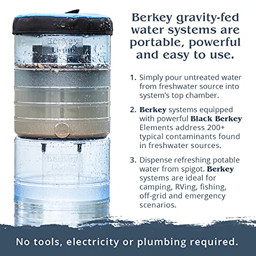 Pure Berkey Travel Berkey Gravity-Fed Water Filter with 2 Black Berkey Purificatio ...
