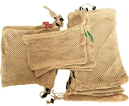 Reusable Mesh Produce Bags from 100% Cotton - Mesh Vegetable Bags - Eco-friendly, Bio-degradable &amp; Washable Mesh Fruit, Vegetable &amp; Produce Bags - Veggie Bags (3 Small, 3 Medium, 3 Large) (9)