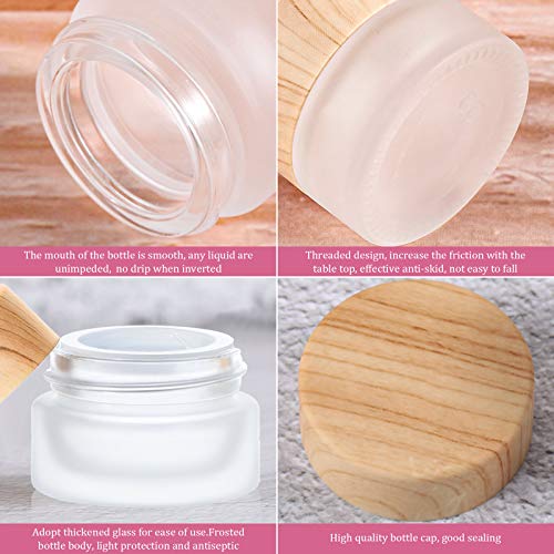 10 Piece Glass Cosmetic Sample Jars with Bamboo Wood Leakproof Lids