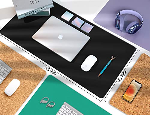 Aothia Office Desk Pad, Eco-Friendly Cork &amp; PU Leather Dual Sided Large Desktop/Mouse Pad