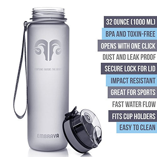 Sports Water Bottle 1000ml, BPA Free Tritan Non-Toxic Plastic