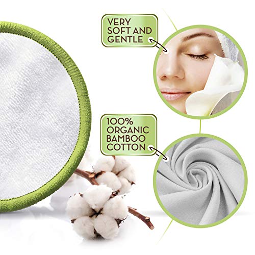 Greenzla Reusable Makeup Remover Pads (20 Pack) | 100% Organic Bamboo