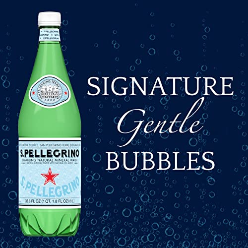 S.Pellegrino Sparkling Natural Mineral Water, 33.8 fl oz. Plastic Bottles (Pack of 12)