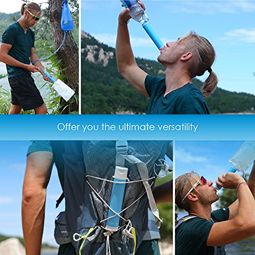 Filtered Water Bottle with Filter Straw For Travel Camping Biking Hiking