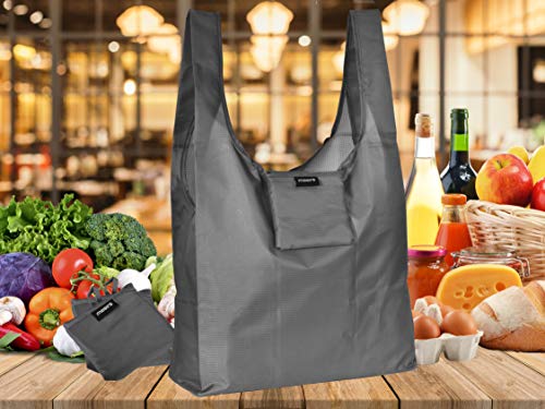 Reusable Grocery Bag | Made from Recycled Plastic. Washable, Waterproof,  Heavy Duty, Lightweight, Colorful, Extra Large, 65LBS. Pack of 5 Foldable