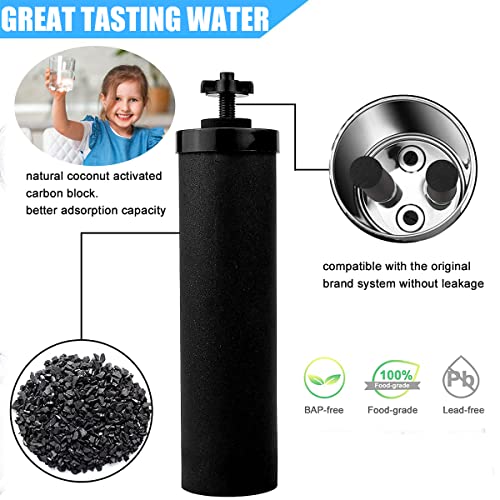 Wadoy Water Filter Compatible with Berkey Water Filter System Black Element Cartridge（Pack of 4)