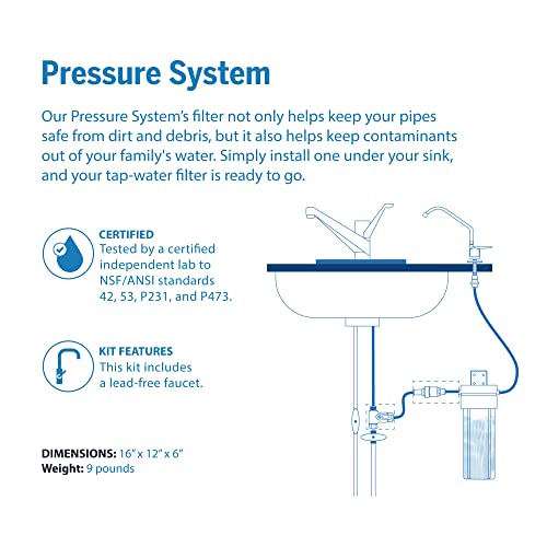 ProOne Dual-Stage Water Filter System, Under-Sink Water Filter (Faucet Included)