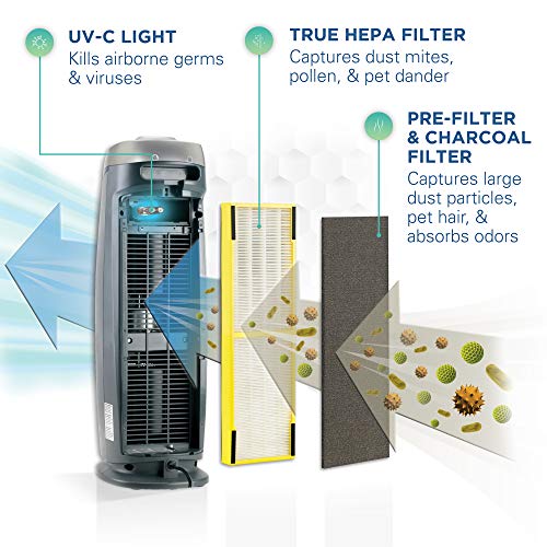 Germ Guardian True HEPA Filter Air Purifier with UV Light Sanitizer E Clean Water Mill