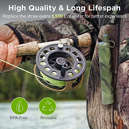 Membrane Solutions Straw Water Filter (Camo 4-Pack)