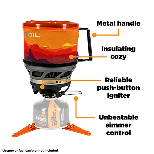 Jetboil MiniMo Camping and Backpacking Stove Cooking System, Sunset Orange