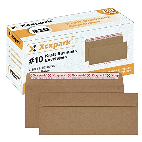 Xxcxpark 120 PCS #10 Brown Self Seal Kraft 4-1/8 x 9-1/2 inches Security Envelopes, Windowless Invisible Envelopes Super Strong Quick Seal Envelopes Security Tint Pattern Secure
