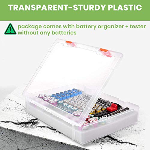 Batteries Storage Container Organizer Box Case with Tester Checker