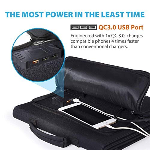Rockpals 100W Foldable Solar Panel Charger for Suaoki Portable Generator with 3 USB Ports