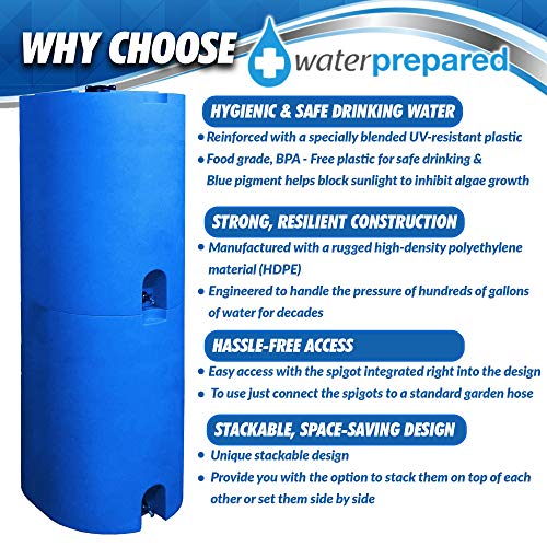 WaterPrepared Blue 55 Gallon Water Storage Tank