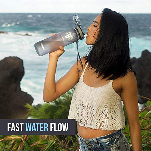 Embrava Best Sports Water Bottle - 32oz Large - Fast Flow, Flip