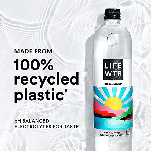 LIFEWTR Premium Purified Water, pH Balanced with Electrolytes, 100% recycled plastic bottles, 20 Fl Oz (Pack of 20), Packaging May Vary