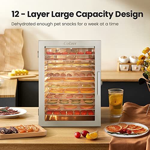 COLZER 16 Tray Food Dehydrator Stainless Steel Commercial Dehydrators Dryer  for Fruit, Meat, Beef, Jerky, Herbs with Adjustable Timer and Temperature